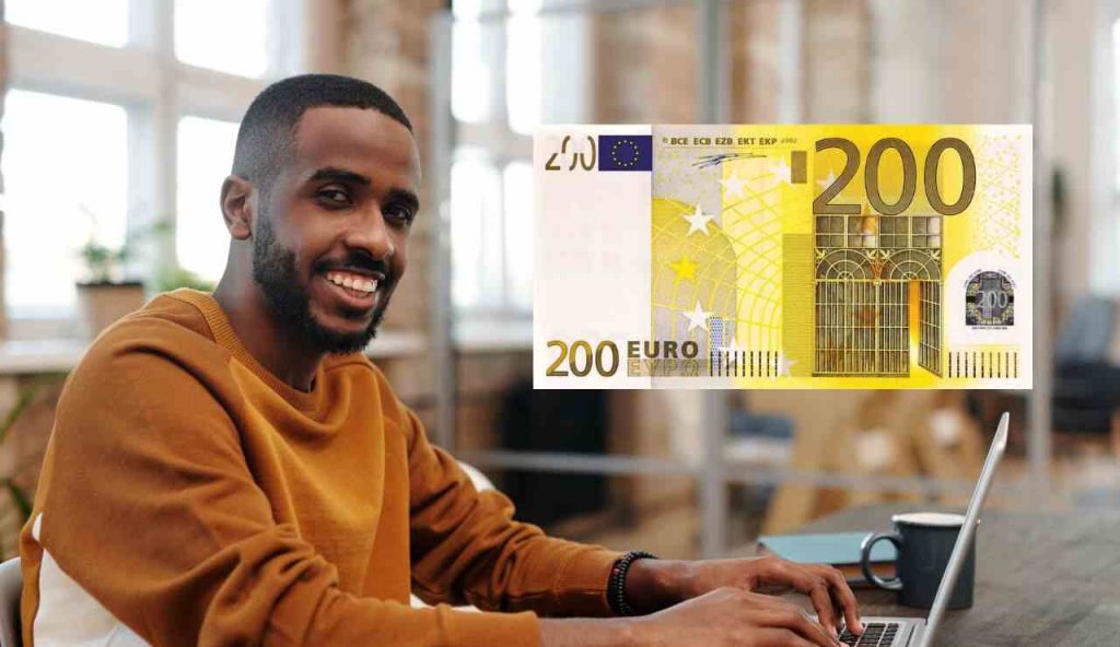 Uomo felice 200 euro